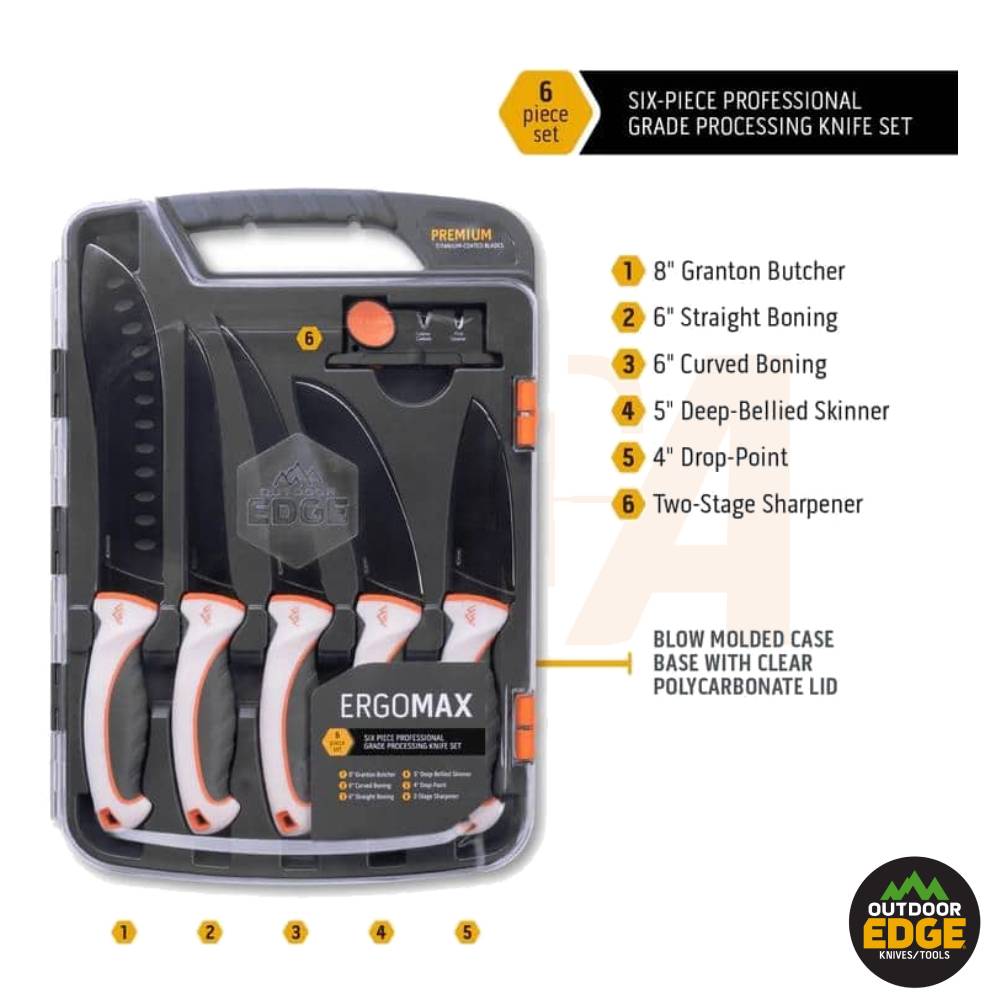 Outdoor Edge ERGO MAX (6-Piece Professional Grade Processing Knife Set)